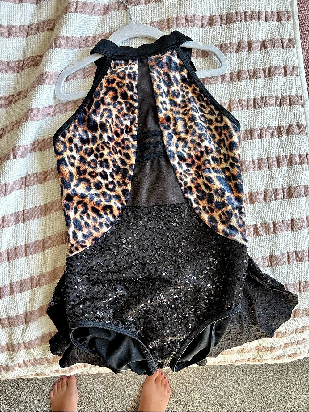 Weissman Leopard Print Back Panel Dance Costume Large Child